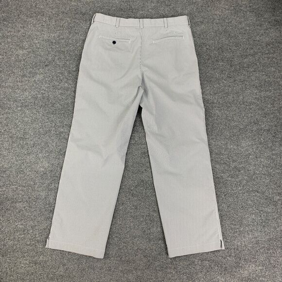 Nike Pants Men 34 White Grey Stripe Dri Fit Flat Front Performance Stretch Golf - Picture 7 of 12